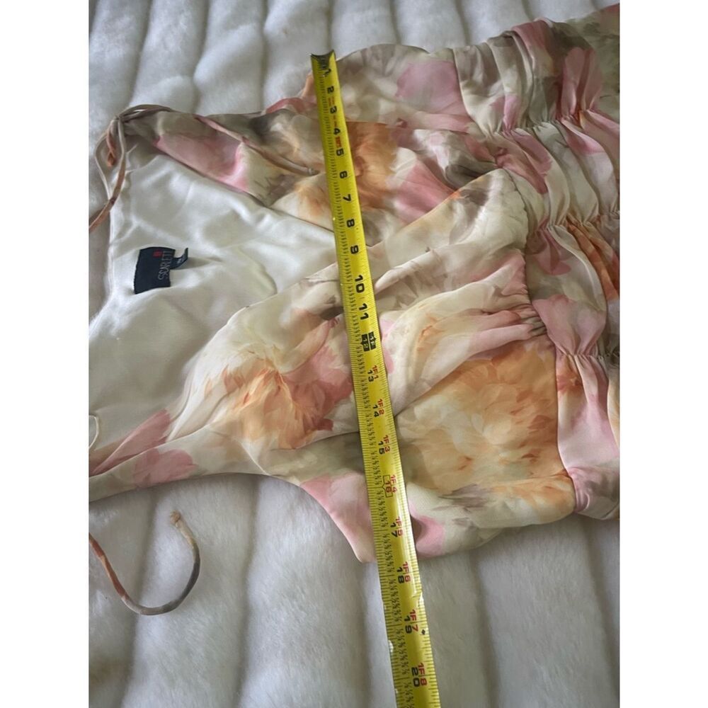 Scarlett Floral Pink & Cream V-Neck Tie-Shoulder Midi Dress SZ14W - Picture 4 of 8